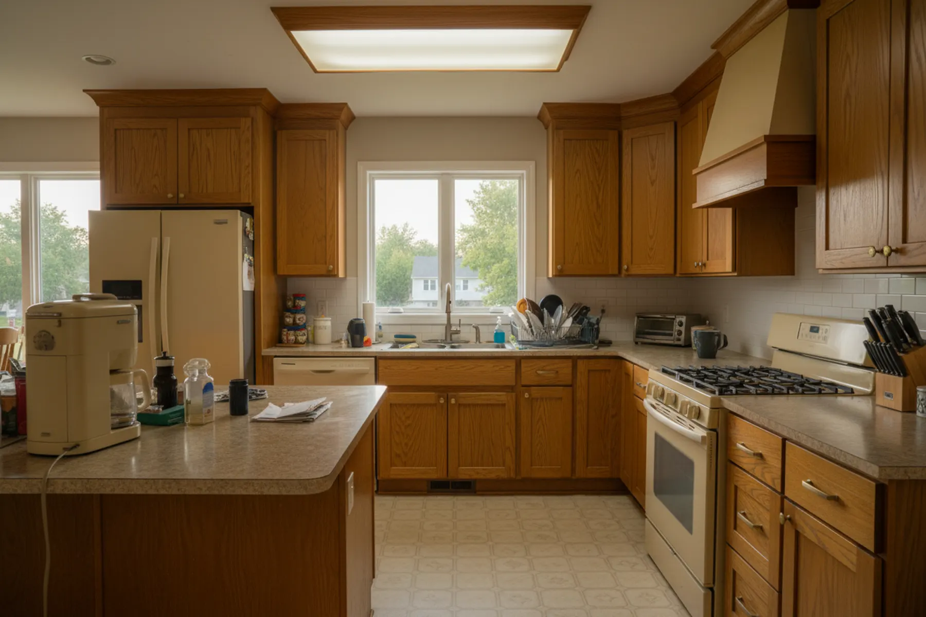 Before: dated kitchen prior to renovation