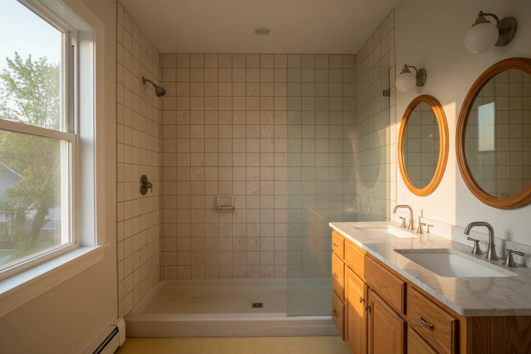 Before: dated bathroom prior to renovation