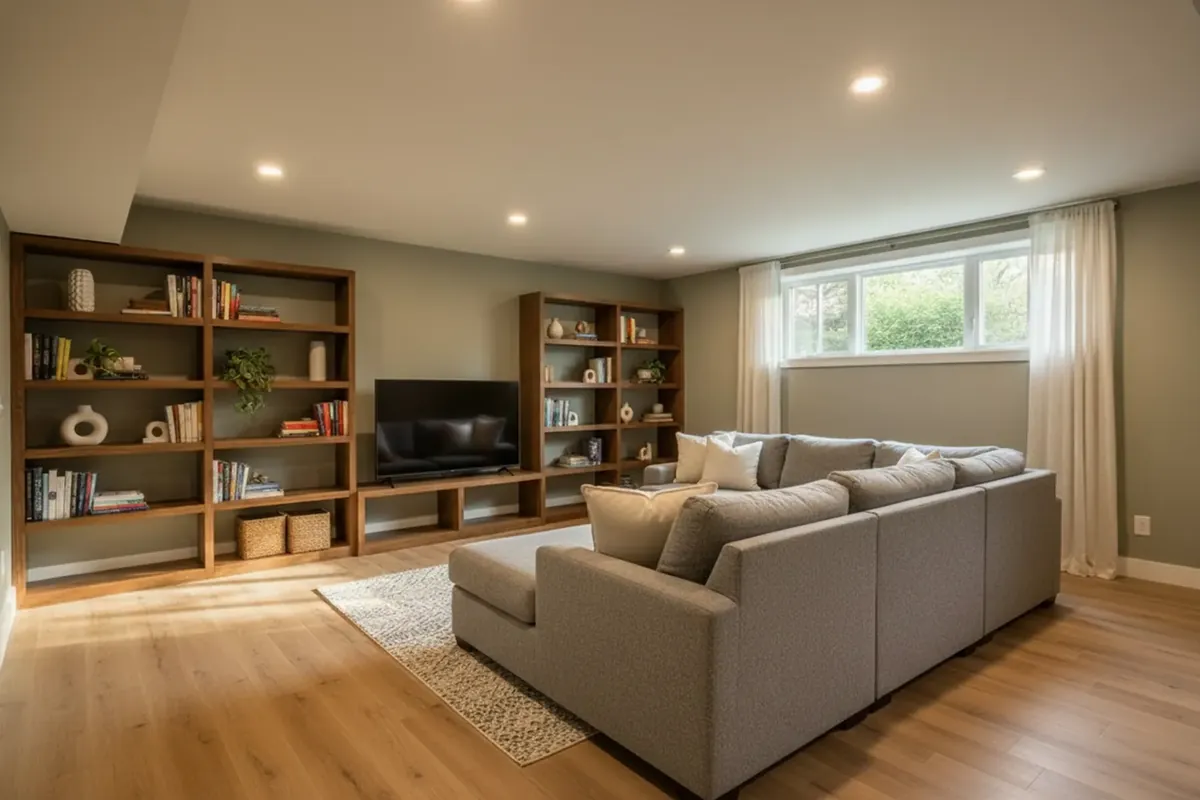 Finished basement living space